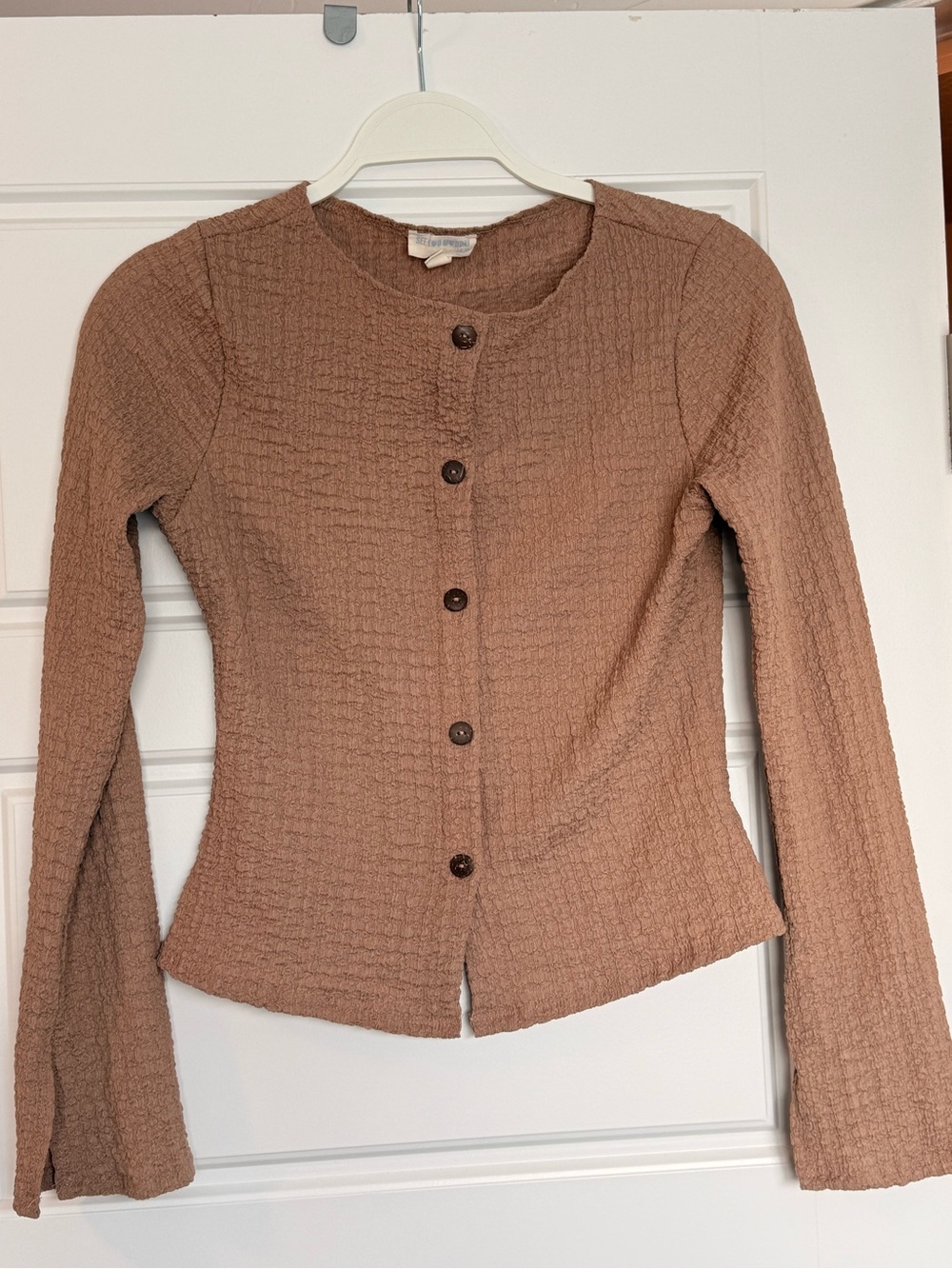 Textured Button-Front Top